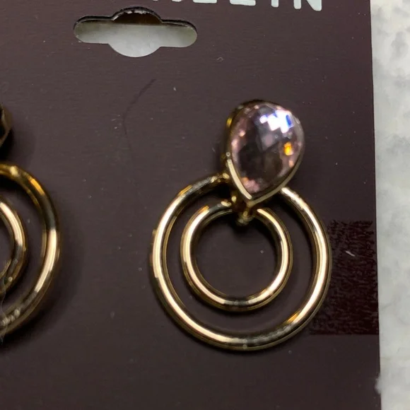 Anne Klein Gold Tone and Purple Tone Earrings - Picture 2 of 5